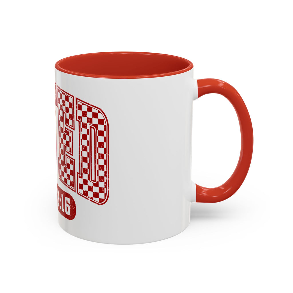 Loved Coffee Mug – John 3:16 Checkerboard Accent Ceramic Mug (11/15oz)