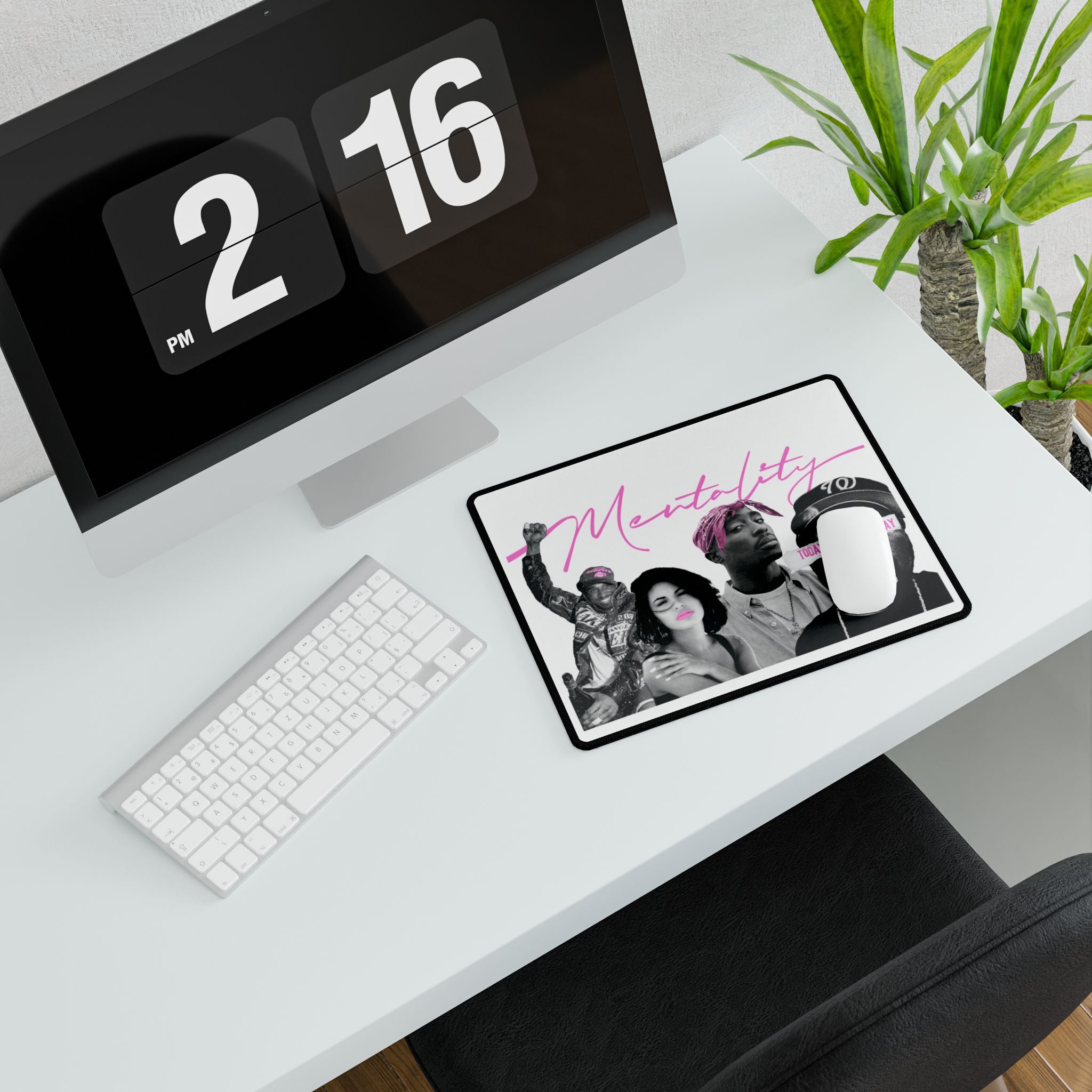 Mentality Collage Desk Mat — Retro Hip-Hop & Pop Culture Mouse Pad