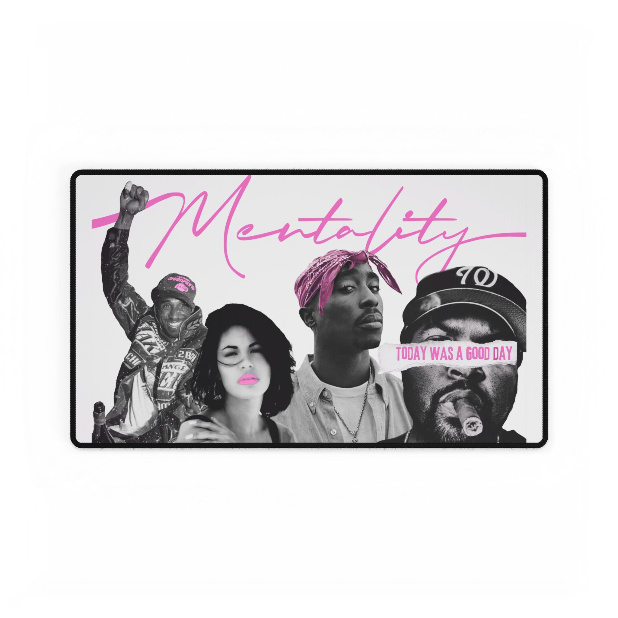 Mentality Collage Desk Mat — Retro Hip-Hop & Pop Culture Mouse Pad