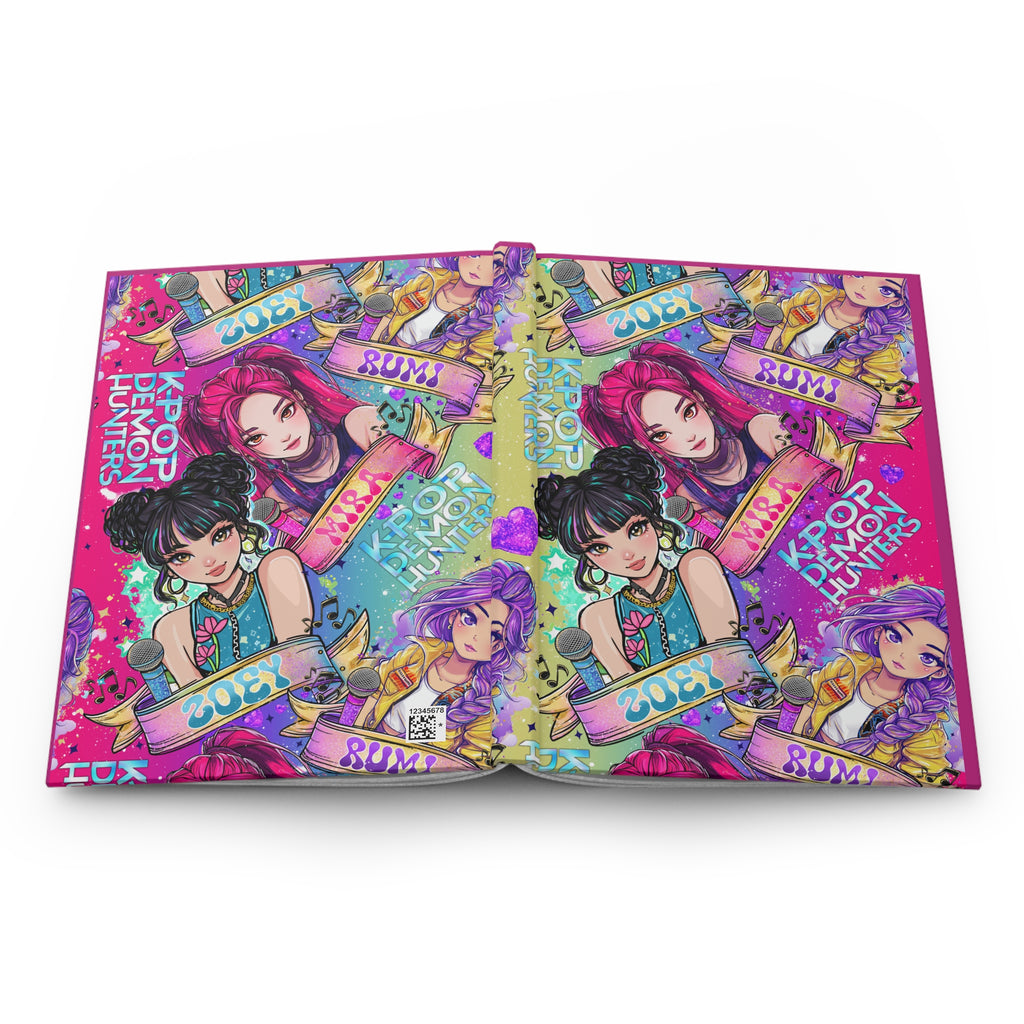 K-Pop Demon Hunters Hardcover Journal — Colorful Anime Girl Band Notebook (Zoey, Rumi)