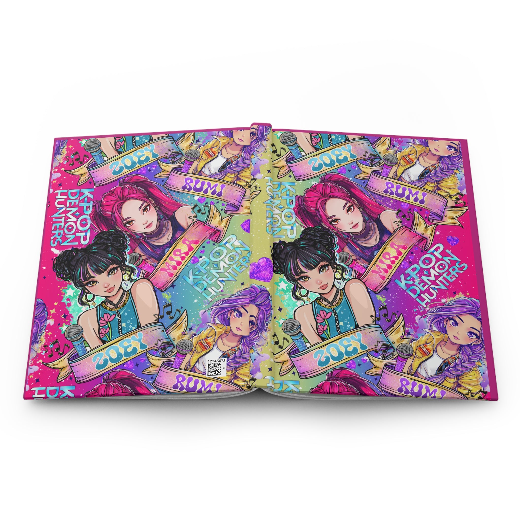 K-Pop Demon Hunters Hardcover Journal — Colorful Anime Girl Band Notebook (Zoey, Rumi)