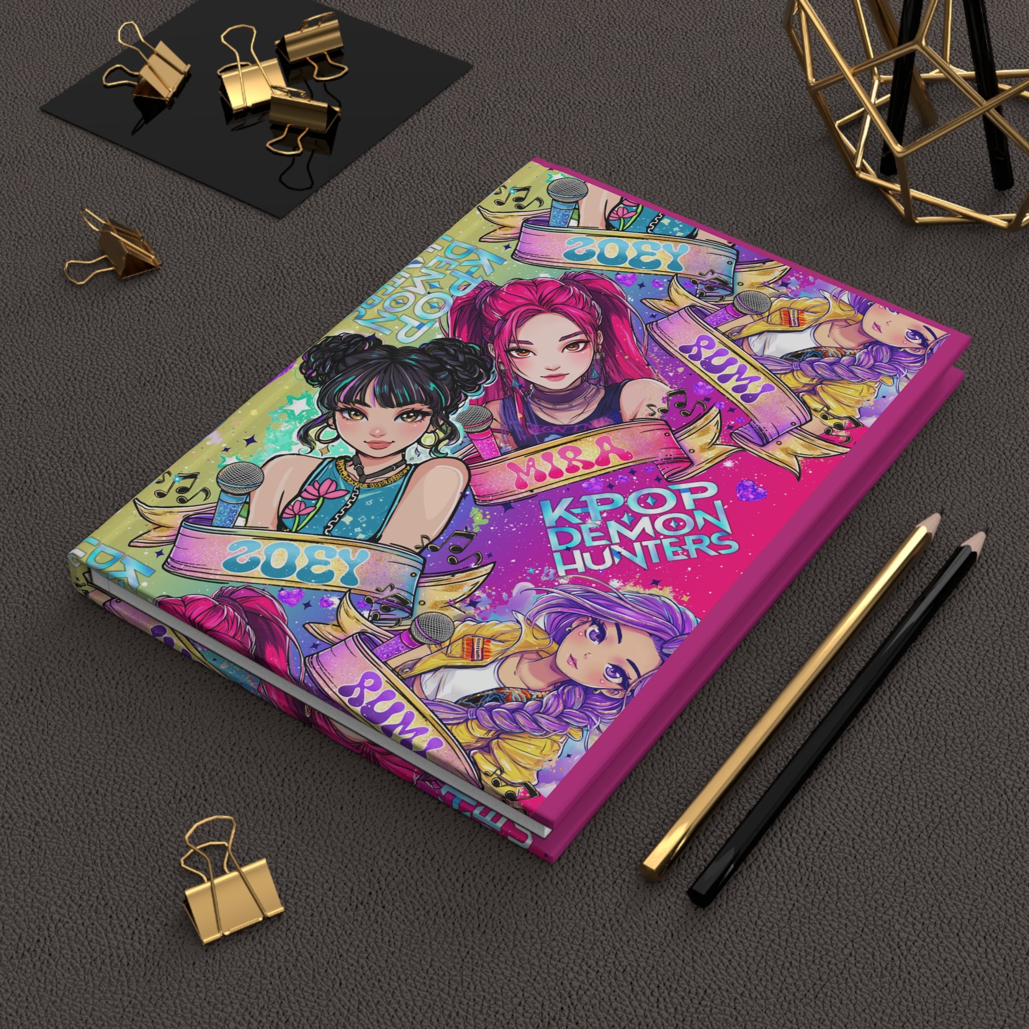 K-Pop Demon Hunters Hardcover Journal — Colorful Anime Girl Band Notebook (Zoey, Rumi)
