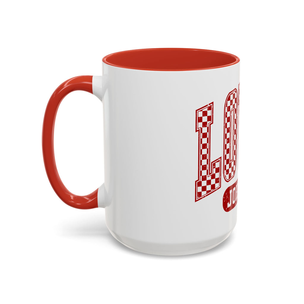 Loved Coffee Mug – John 3:16 Checkerboard Accent Ceramic Mug (11/15oz)