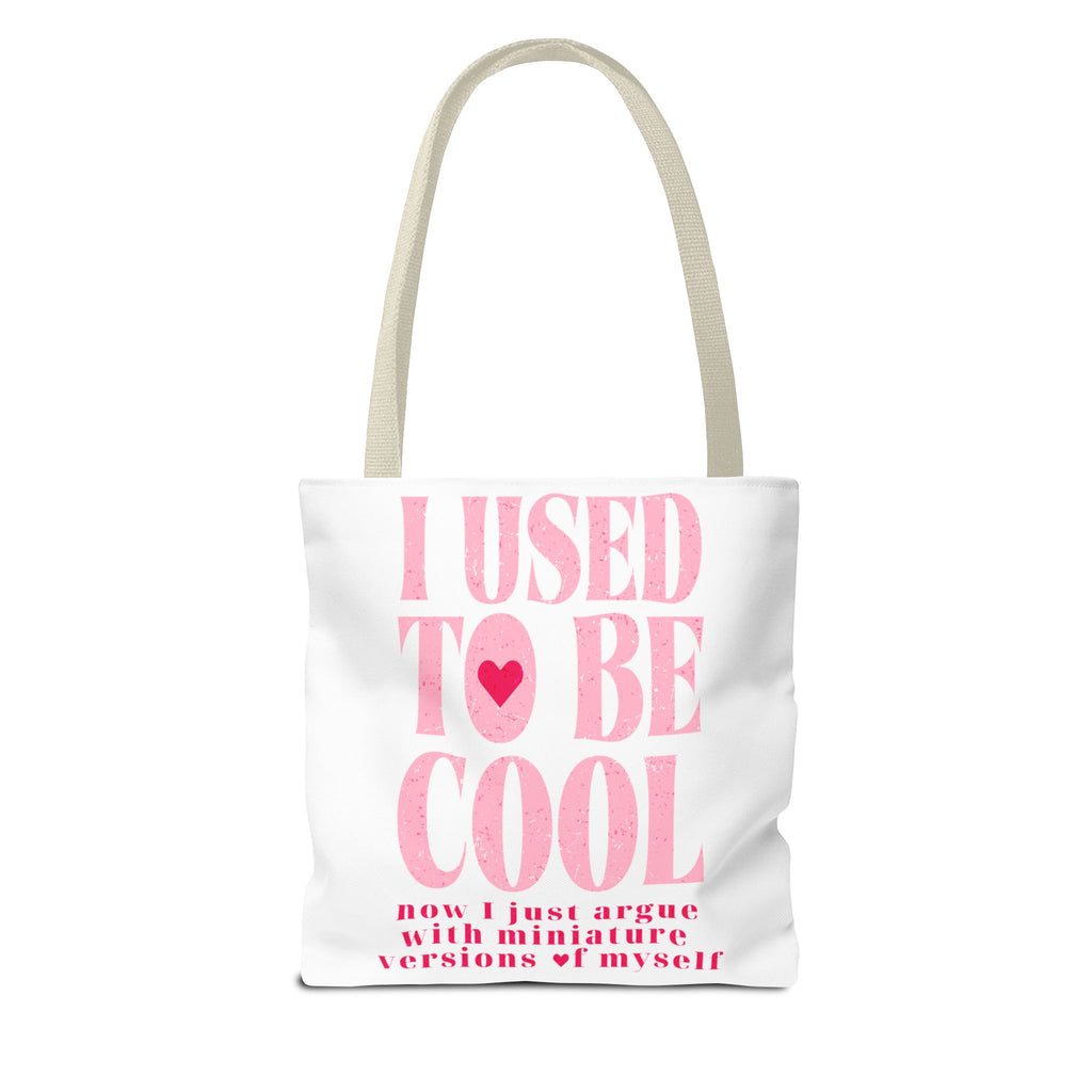 Mom Life Tote Bag — Pink "I Used to Be Cool" AOP Shopper