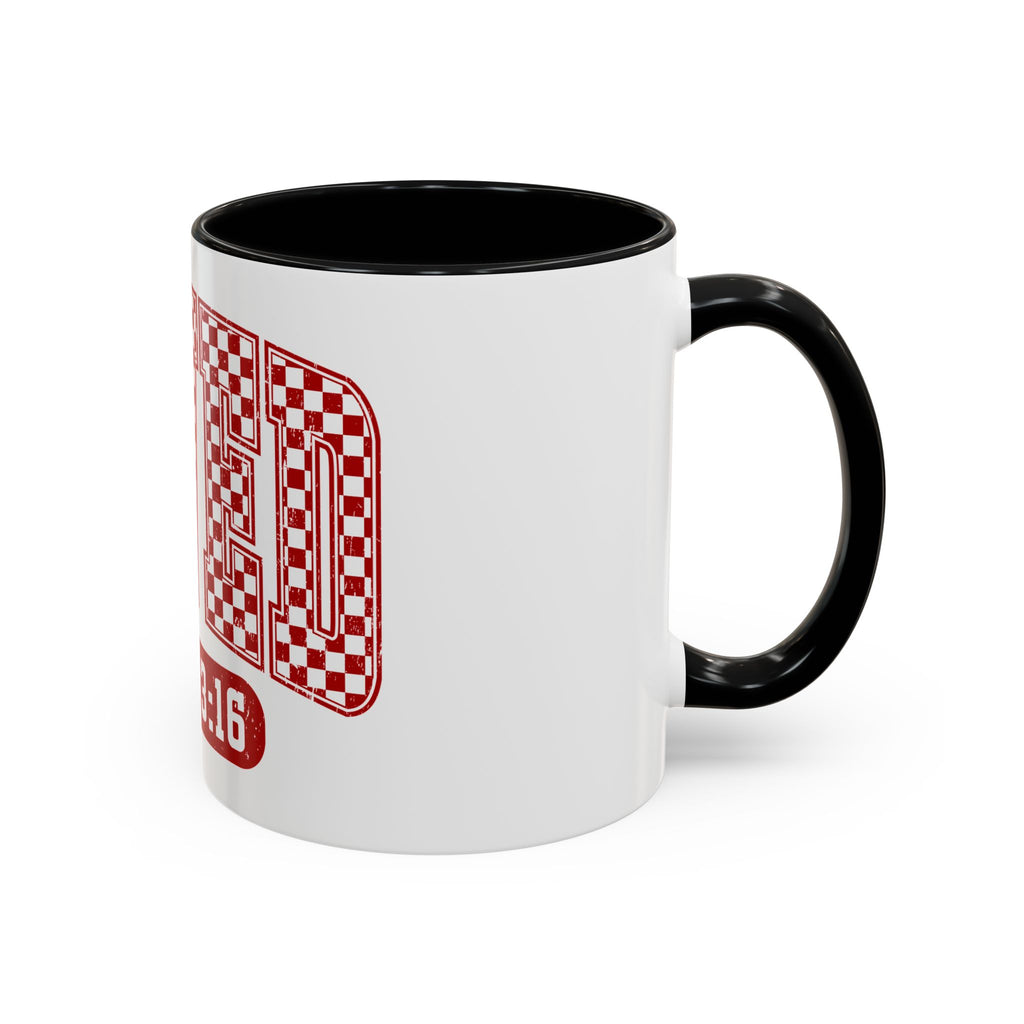 Loved Coffee Mug – John 3:16 Checkerboard Accent Ceramic Mug (11/15oz)