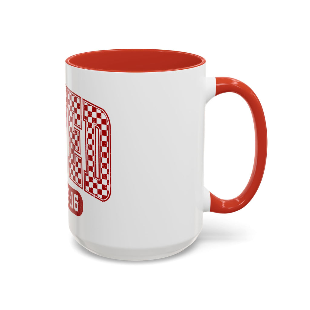 Loved Coffee Mug – John 3:16 Checkerboard Accent Ceramic Mug (11/15oz)