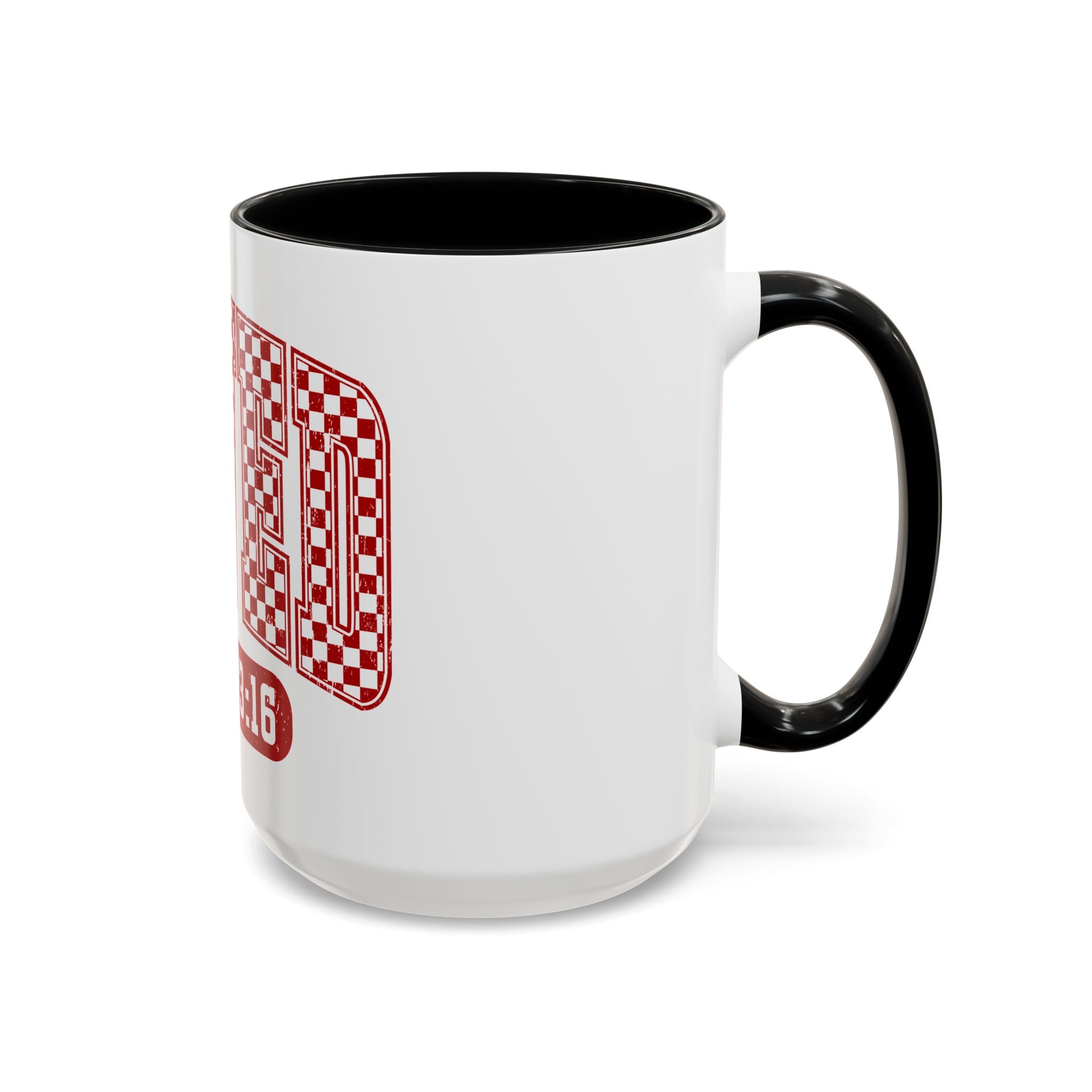 Loved Coffee Mug – John 3:16 Checkerboard Accent Ceramic Mug (11/15oz)
