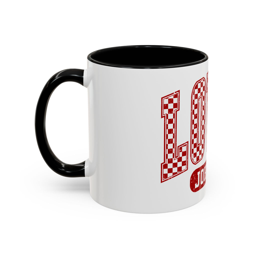 Loved Coffee Mug – John 3:16 Checkerboard Accent Ceramic Mug (11/15oz)