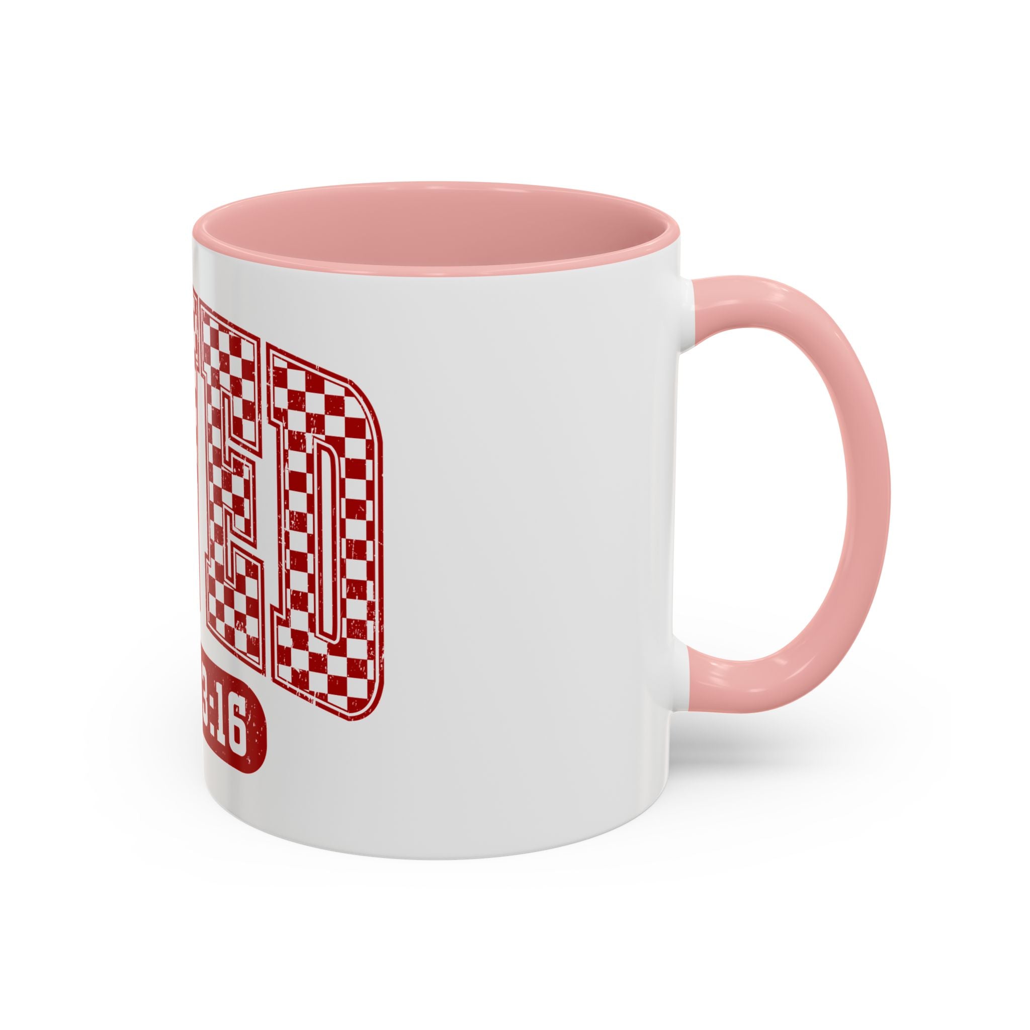 Loved Coffee Mug – John 3:16 Checkerboard Accent Ceramic Mug (11/15oz)