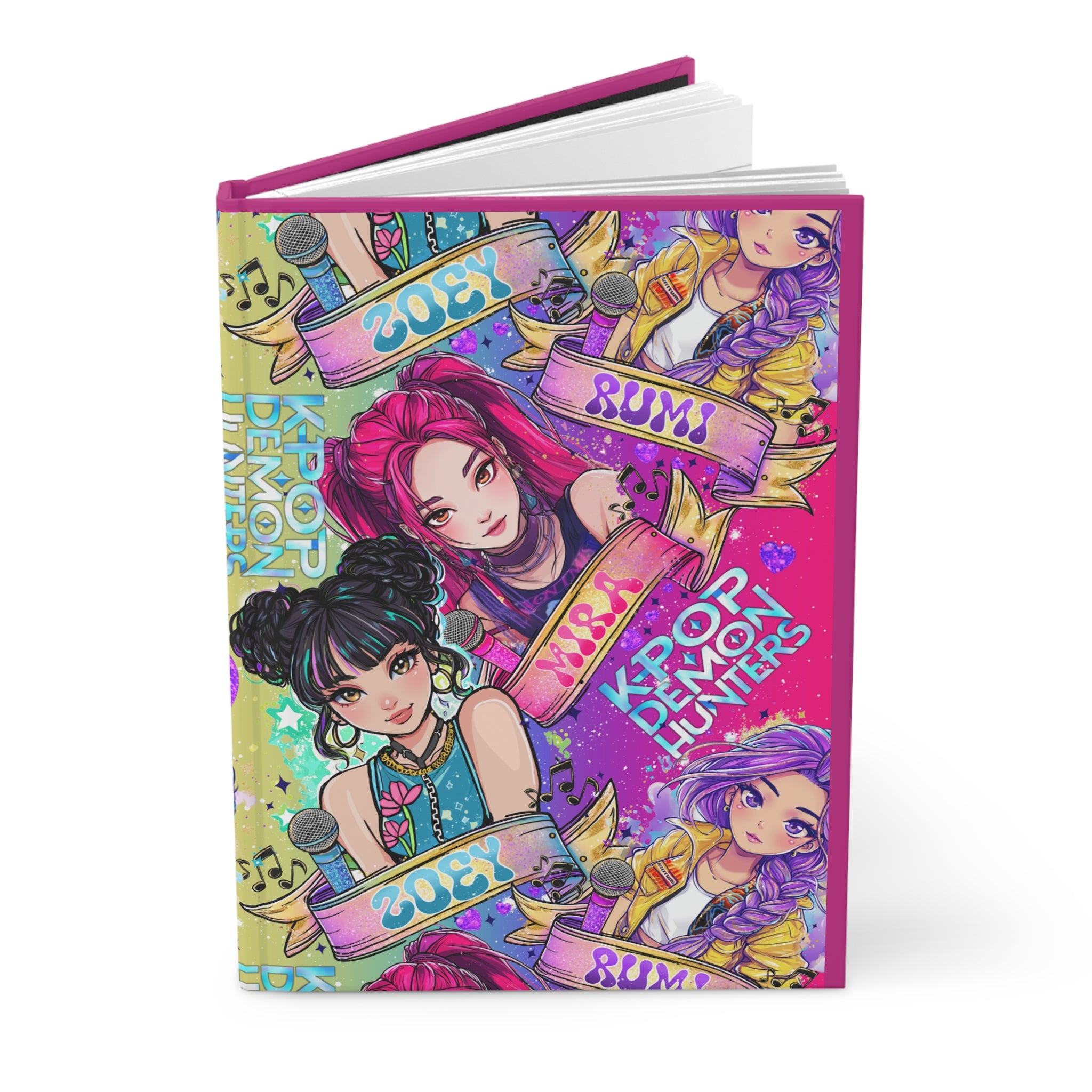K-Pop Demon Hunters Hardcover Journal — Colorful Anime Girl Band Notebook (Zoey, Rumi)