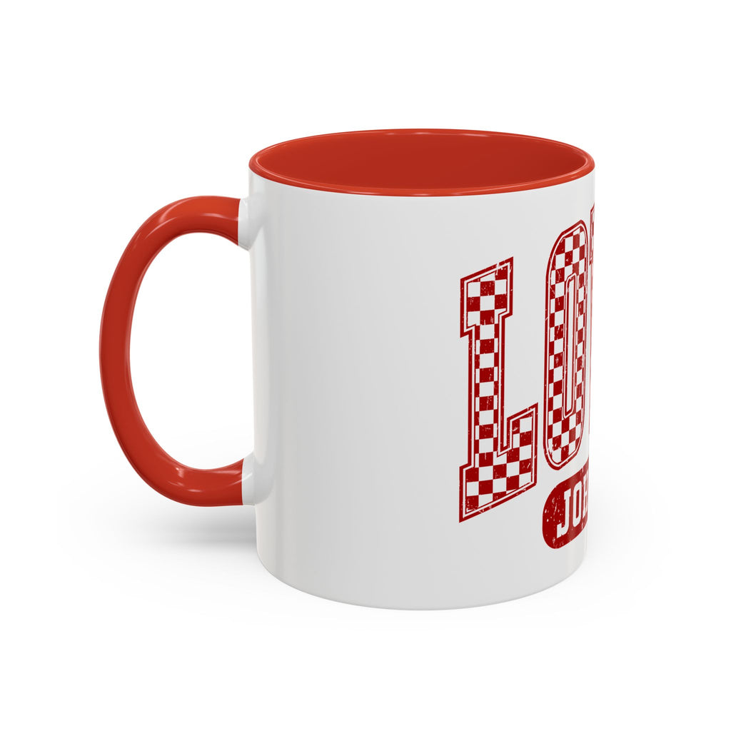Loved Coffee Mug – John 3:16 Checkerboard Accent Ceramic Mug (11/15oz)