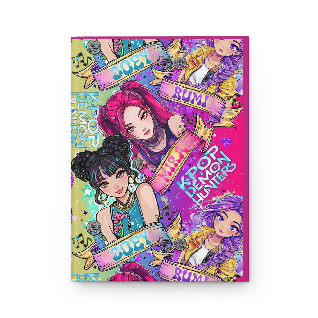 K-Pop Demon Hunters Hardcover Journal — Colorful Anime Girl Band Notebook (Zoey, Rumi)