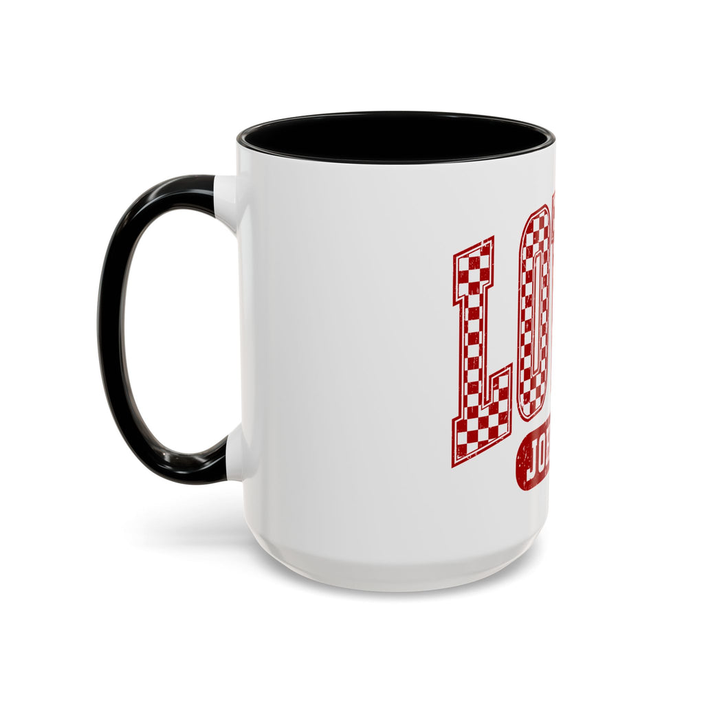 Loved Coffee Mug – John 3:16 Checkerboard Accent Ceramic Mug (11/15oz)
