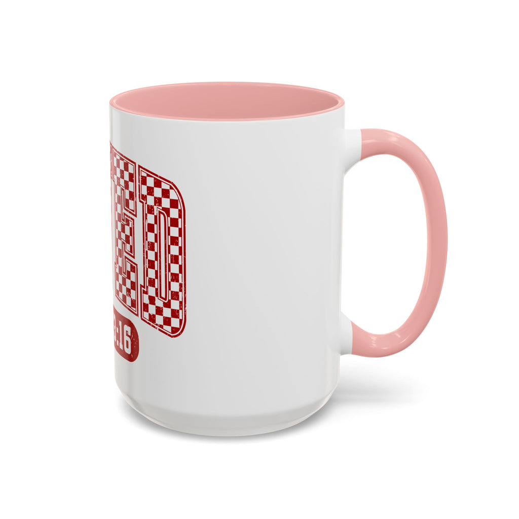Loved Coffee Mug – John 3:16 Checkerboard Accent Ceramic Mug (11/15oz)